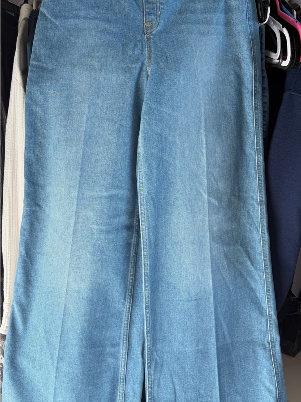 SPANX Wide Leg High-Rise Women's Jeans - Light Blue Pull-On M Medium - Picture 3 of 4